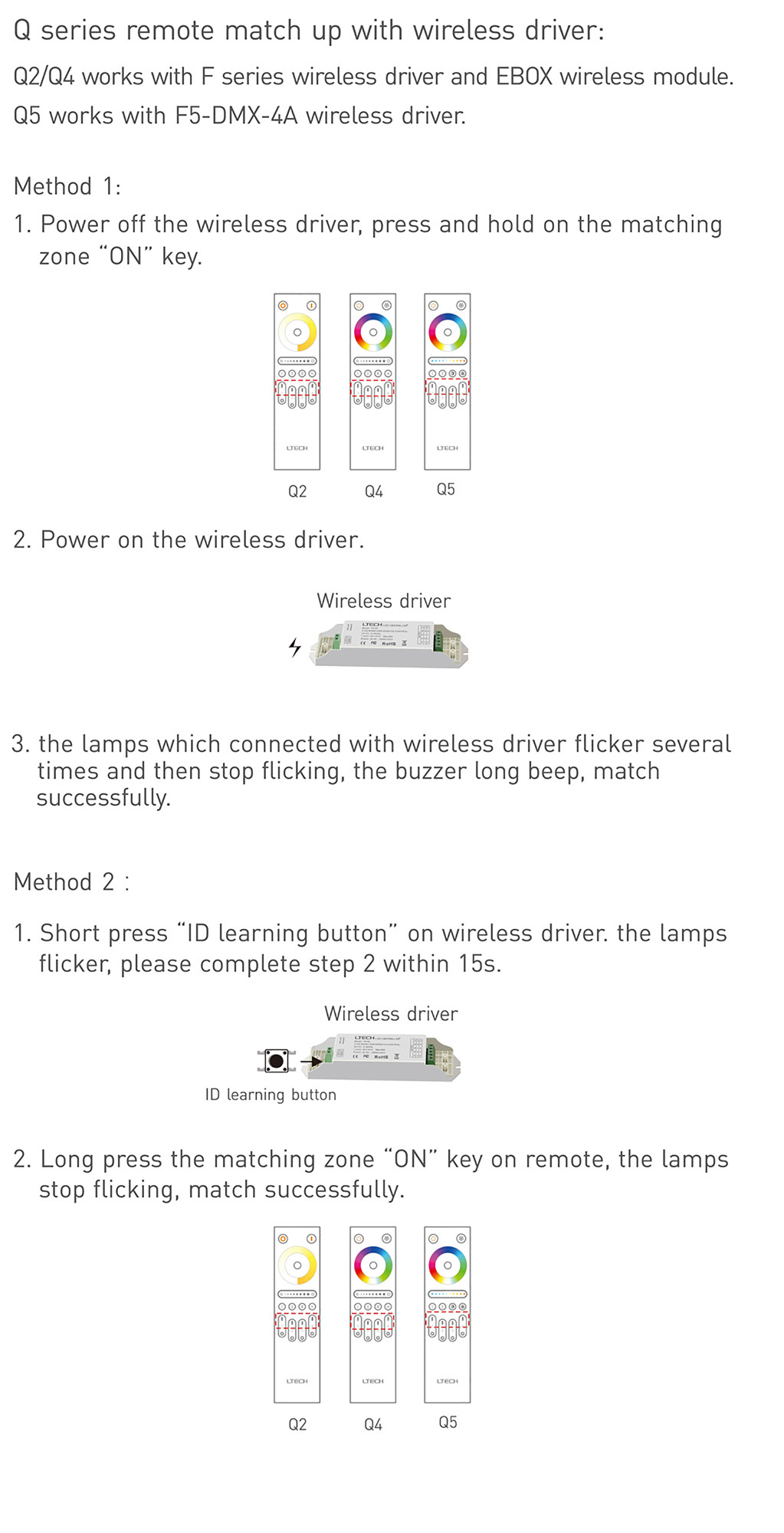 RF 2.4GHz RGBW Touch RF 2.4GHz remote control Q5, 4 Zones control, 7th battery × 2 power supply, 30-50m range. Q5  LTECH Remote Control